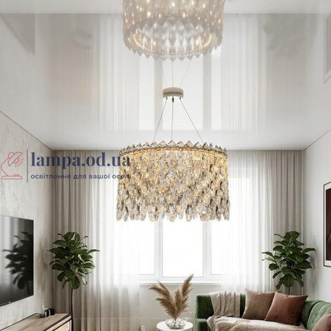 Підвісна кришталева LED люстра Diasha 582/400G золото 37 см 52 W 3 режими світла 582/400G фото