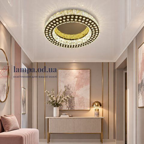 Потолочная хрустальная LED люстра с зеркальным кольцом Linisoln 3319-500 CH/FG, 140 Вт, хром и золото, 47 см, 15-17 м&sup2; 3319-500 CH/FG фото