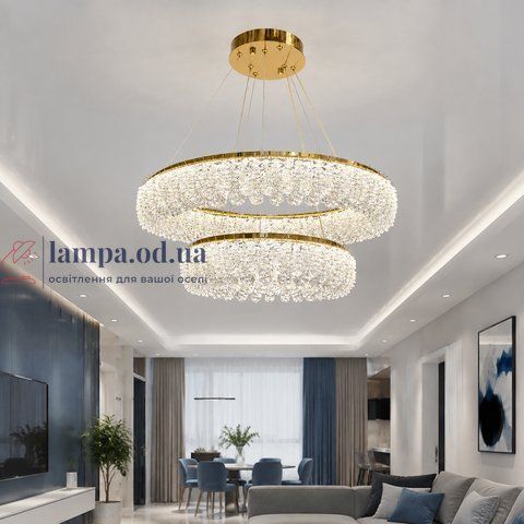 Linisoln 7903-60*40 FG 140W, двухъярусная подвесная хрустальная LED-люстра золото 7903-60*40 FG 140W фото