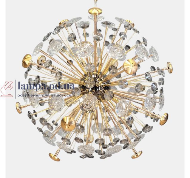 Велика дизайнерська підвісна люстра Artlight 24402-600GD+BK на 16 ламп G4 із золотим каркасом та графітовим склом 24402-600GD+BK фото