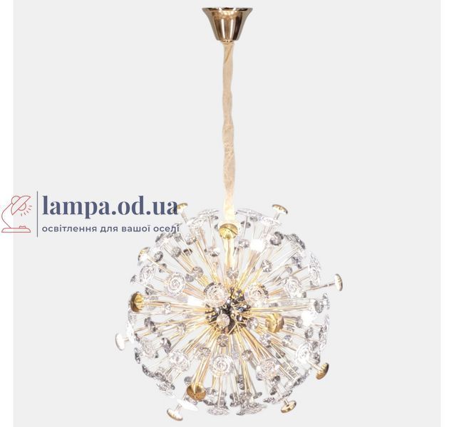 Велика дизайнерська підвісна люстра Artlight 24402-600GD+BK на 16 ламп G4 із золотим каркасом та графітовим склом 24402-600GD+BK фото
