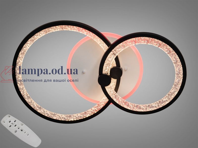 Потолочная LED-люстра Diasha 8180/2BK 3color с пультом и диммером, чёрная, 55W, 3025 lm, круглые акриловые LED-кольца 53&times;33 см 8180/2BK LED 3color dim фото
