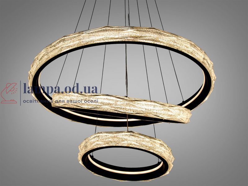 Дизайнерская подвесная LED-люстра для зала Diasha 583-800+600+400BK чёрная, 3 кольца, 250Вт, 80 см, до 40 м&sup2; 583-800+600+400BK фото