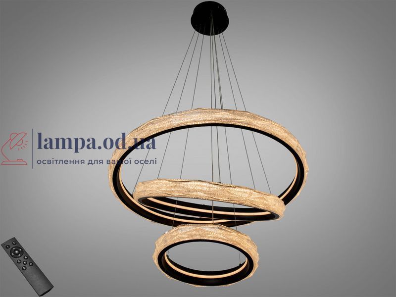Дизайнерская подвесная LED-люстра для зала Diasha 583-800+600+400BK чёрная, 3 кольца, 250Вт, 80 см, до 40 м&sup2; 583-800+600+400BK фото