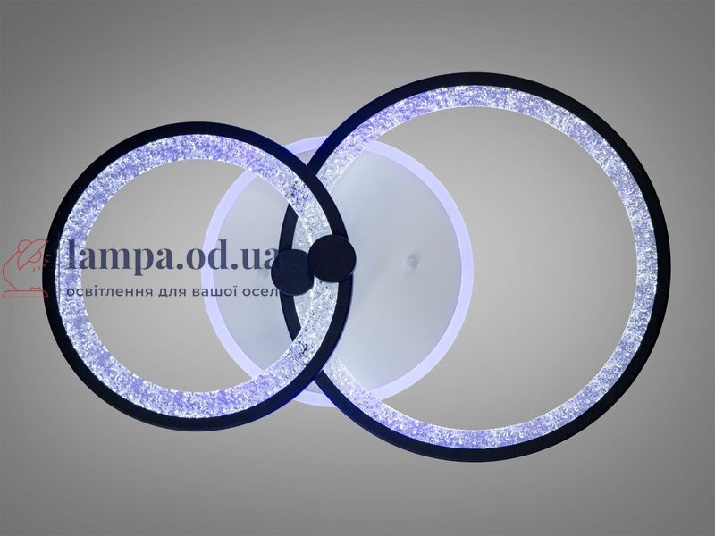 Потолочная LED-люстра Diasha 8180/2BK 3color с пультом и диммером, чёрная, 55W, 3025 lm, круглые акриловые LED-кольца 53&times;33 см 8180/2BK LED 3color dim фото