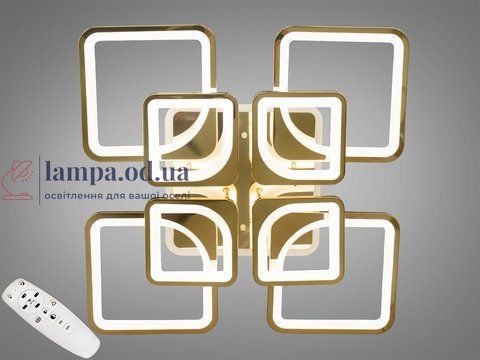 Люстра стельова LED Diasha 8060/4+4G, 190W, 3200K-6500K, золото, сучасний стиль для дому 8060/4+4G LED 3color di фото