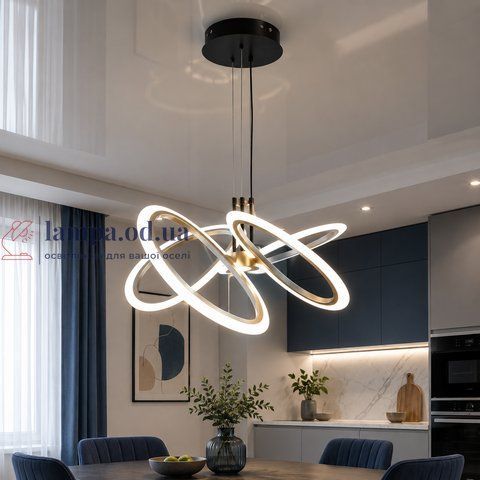 Світлодіодна підвісна люстра Artlight WG5145-4CF+BK, 64 Вт, світло-кавовий сатин + чорний WG5145-4CF+BK фото