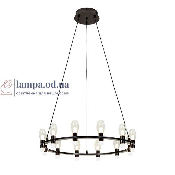 Чорна LED-люстра Levistella 788P10130-12 PBK+CL, з 12 прозорими плафонами, LED 43 Вт, 13-20 м2. LVS7341 фото