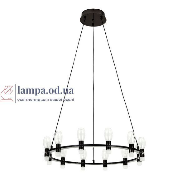 Чорна LED-люстра Levistella 788P10130-12 PBK+CL, з 12 прозорими плафонами, LED 43 Вт, 13-20 м2. LVS7341 фото