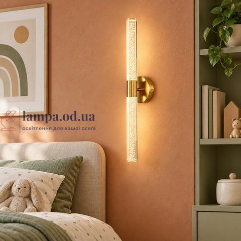 Вертикальне LED бра з двома фактурними кристалами Levistella 900LWK78-2, 8 Вт, 3000K, бронза, 51 см LVS7238 фото