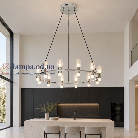 Хромована LED-люстра Levistella 788P10130-12 CH+CL, 43 Вт, колір металу: хром,13-20 м2. LVS7342 фото