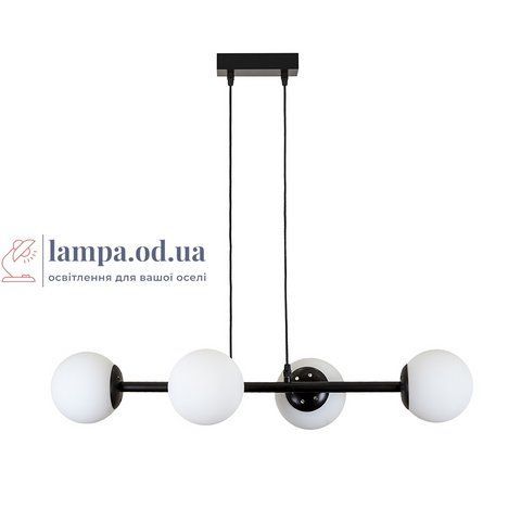 Люстра стельова Levistella 7529909-4 BK+WH, 4 плафона, E27, чорний метал, біле скло, сучасний стиль для дому LVS4781 фото