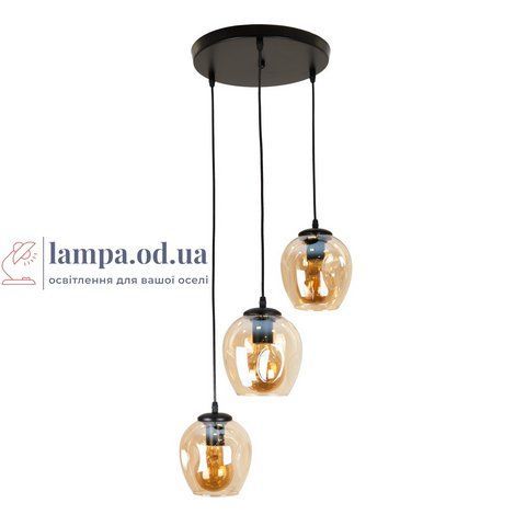 Подвесной светильник Levistella 756PR0231F-3 BK+BR (300), 3xE27, черный металл + стекло LVS4129 фото