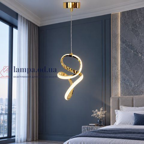 Дизайнерский подвесной светодиодный светильник Artlight 123/1A GD золотой LED 31 Вт с фигурным силиконовым рассеивателем 123/1A GD фото