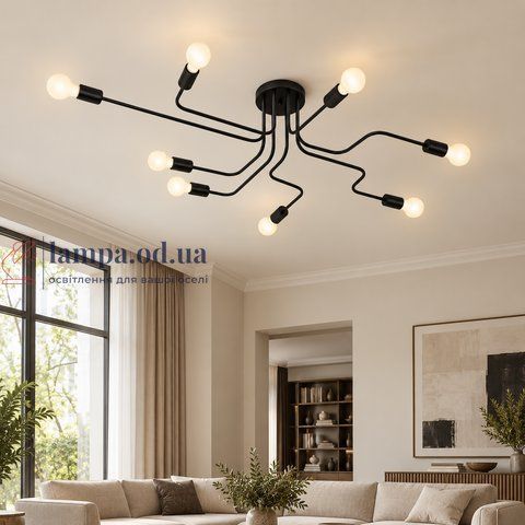 Стельова люстра Levistella 756PR0230-8 BK, чорна, 8 ламп E27, 115&times;70 см, від 16&ndash;25 м&sup2; LVS03914 фото