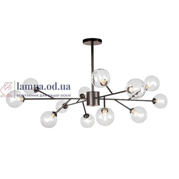Люстра лофт із білими кулями Levistella 7529806-12 BK+CL LVS5109 фото