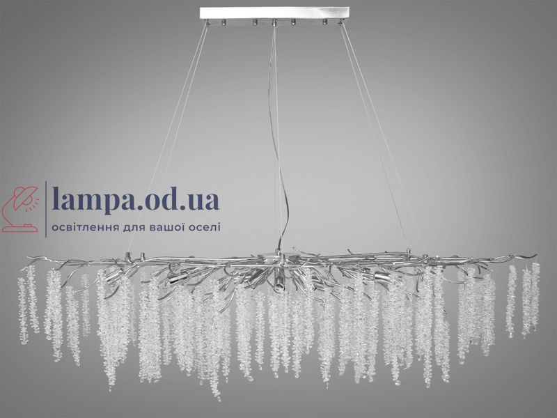 Люстра кришталева Diasha 605-L1500CH Гліцинія, 15 ламп, витягнута форма, хром, регулювання висоти, IP20, сучасний стиль для дому 605-L1500CH фото