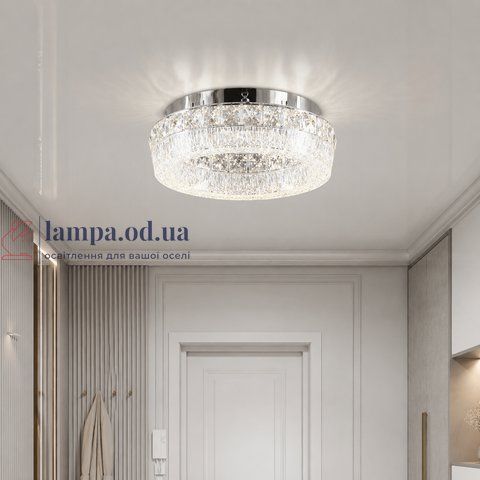 Компактная хромированная потолочная светодиодная люстра Splendid Ray L3455/300/1 LED (Chrome), 30 см с хрусталём 30437416 фото