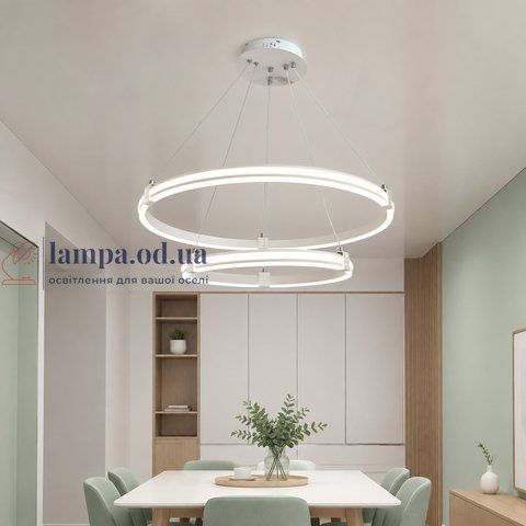 Linisoln 9803-2, белая подвесная LED-люстра из двух колец 60&times;40 см, 75 Вт, 3000-6000 К 9803-2 фото