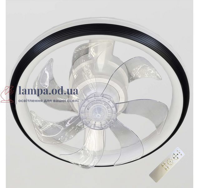 Стельова LED-люстра-вентилятор Artlight FS309BK, біла з чорною окантовкою, 76 Вт, від 10-18 м&sup2; FS309BK фото