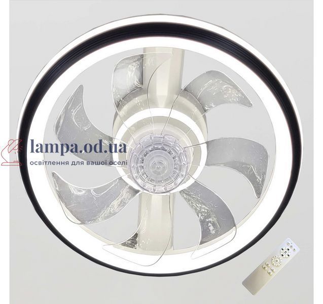 Стельова LED-люстра-вентилятор Artlight FS309BK, біла з чорною окантовкою, 76 Вт, від 10-18 м&sup2; FS309BK фото