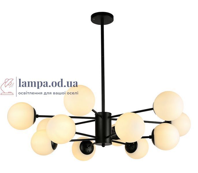 Сучасна стельова люстра Levistella 7526033-12 BK+WH &mdash; чорна з білими плафонами, 12&times;E27, &Oslash;95 см LVS2482 фото