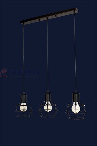 Подвесной светильник Levistella 756PR1618F-3 BK (500), E27, 3 плафона, черный металл, стиль лофт LVS04007 фото