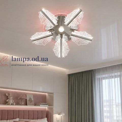 Светодиодная люстра Diasha S25106/5HR LED 3color для спальни, кухни и гостиной, димер, пульт, 60 W, 58 см, 10-18m&sup2; S25106/5HR LED 3color d фото