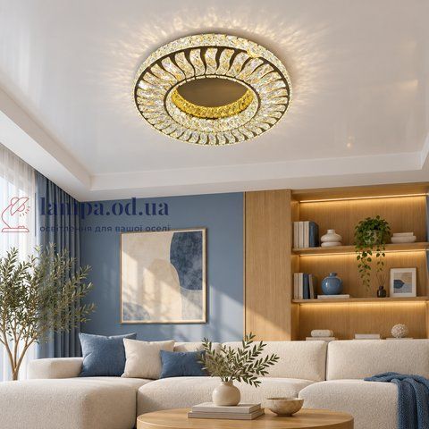 Потолочная хрустальная LED люстра Linisoln 3320-500 CH/FG, 140 Вт, хром и золото, 47 см, 15-17 м&sup2; 3320-500 CH/FG фото