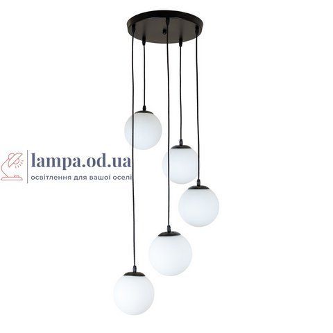 Подвесной светильник Levistella 756PR150F-5 BK+WH (300), 5 плафонов, E27, черный+белый LVS4162 фото
