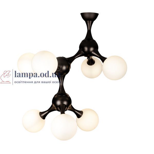 Люстра стельова Levistella 7529817-7 BK+WH, G9, 7 плафонов, чорний метал, біле скло, сучасний стиль LVS5241 фото