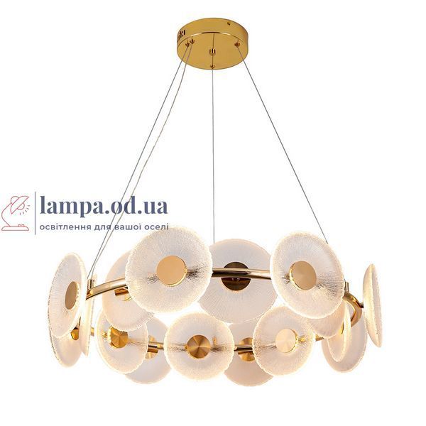 Подвесная LED-люстра 8036103-16LED (750) FGD, золотая, &Oslash;72 см, стеклянные плафоны 175 мм, три режима света LVS6386 фото