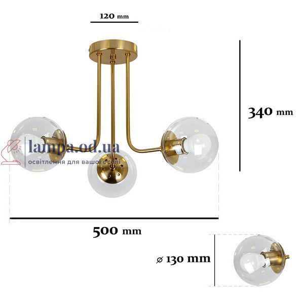 Потолочная люстра Levistella 7529908-3 BRZ+CL, 3 плафона, E27, бронзовый металл, прозрачное стекло LVS4774 фото