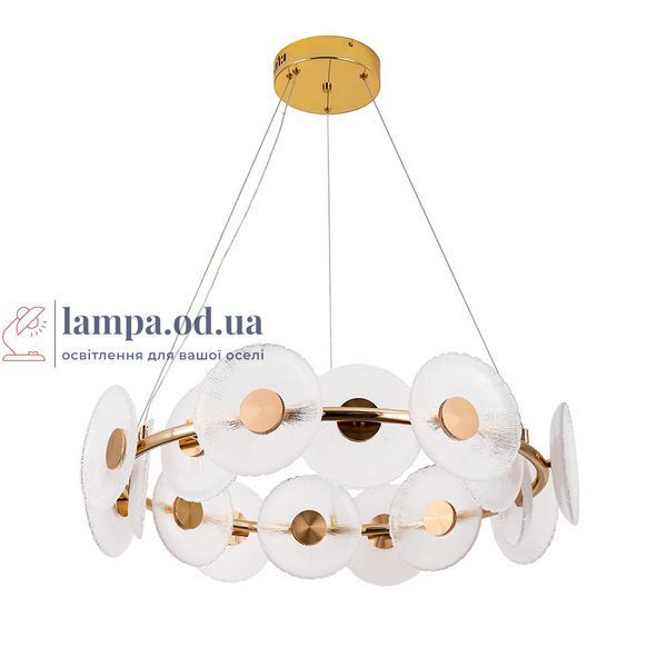 Подвесная LED-люстра 8036103-16LED (750) FGD, золотая, &Oslash;72 см, стеклянные плафоны 175 мм, три режима света LVS6386 фото