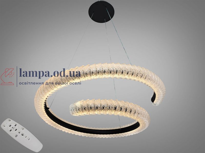 Современная подвесная LED люстра Diasha MD2509/800BK черная кольцевая 80 см с пультом MD2509/800BK фото