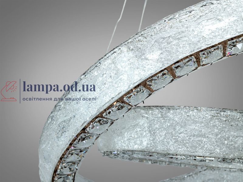 Підвісна LED люстра Diasha 662/600+400GD з кришталем, золото, 105 W, з пультом, освітлення 10-22 м2 662/600+400GD фото