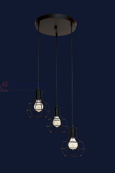 Подвесной светильник Levistella 756PR1618F-3 BK (300), E27, черный металл, стиль лофт, 3 лампы LVS04008 фото