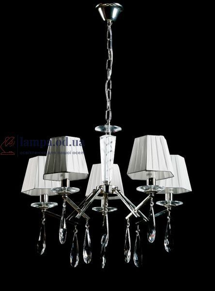 Элегантная подвесная люстра Splendid Ray L89302/5 SL с белыми абажурами и хрустальным декором 30433887 фото