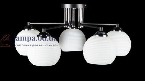 Потолочная люстра Splendid Ray LGH60024/5, 5xE27, 220В, 55 см, черный металл, хром, белое стекло 30403772 фото