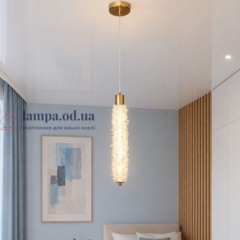 Підвісний LED світильник із довгим фактурним кристалом Levistella 900F346-1, 17 Вт, 3000K, бронза, 8 x 44 см LVS7246 фото