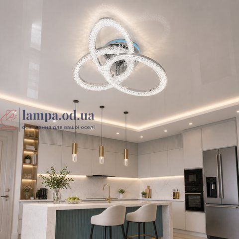 Современная потолочная LED-люстра Diasha 5607/3L HR хром, кольца, 82W, 70 см, 13-20m&sup2; 5607/3L HR фото