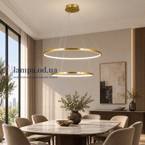 Підвісна LED-люстра Levistella 7529832-2A BRONZE, 2 кільця &Oslash;60+80 см, 100 Вт, 3 режими світла, з пультом, від 20&ndash;30 м&sup2; LVS4501 фото