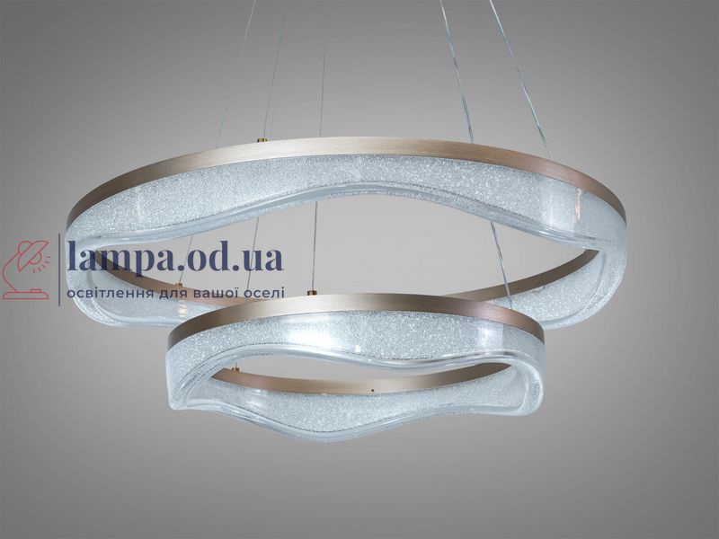 Сучасна підвісна LED-люстра для кабінету Diasha MD86672/600+400CG шампань, 2 кільця, 76 Вт, 60 см, 13-20m2 MD86672/600+400CG фото