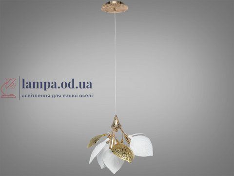 Підвісний світильник Diasha 7238-3P GD золото з листям 3 лампи E14 регульована висота 7238-3P GD фото