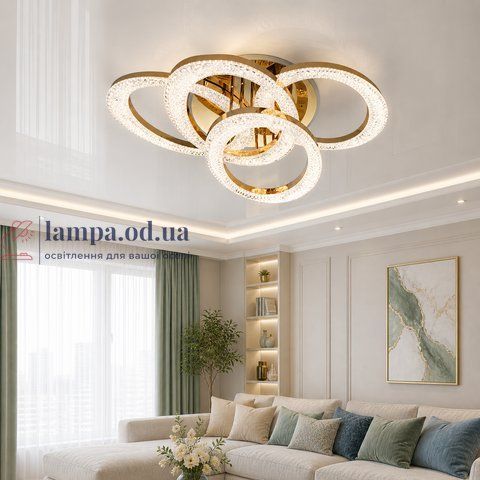 Современная потолочная LED-люстра Diasha 5607/4L G золото, кольца, 125Вт, 83 см, 14-20m&sup2; 5607/4L G фото