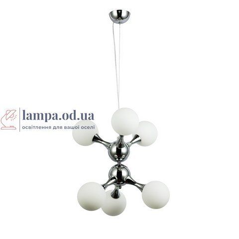 Люстра стельова Levistella 7529816-6 CR+WH, G9, 6 плафонов, хром/білий, сучасний стиль для вітальні LVS5250 фото