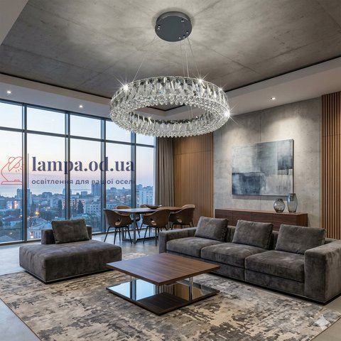 Подвесная хрустальная LED-люстра кольцо Linisoln 50033-500 50 см 80Вт с диммером для спальни и гостиной до 16 м&sup2; 50033-500 фото