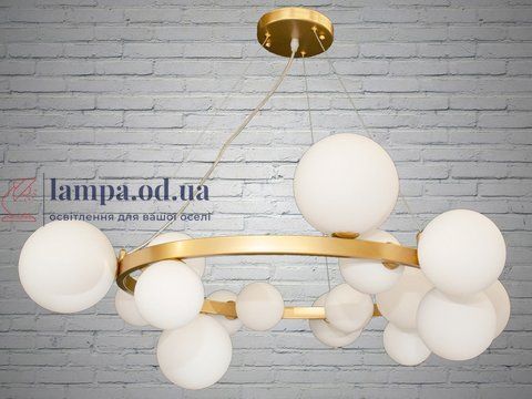 Люстра молекула в стиле Loft со стеклянным плафоном для большой комнаты Diasha 81953-17GG 81953-17GG фото