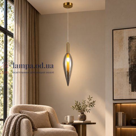 Подвесной стеклянный светильник Levistella 800P3351-1 AB+SM, античная латунь и дымчатое стекло, 1 лампа G9 LVS7138 фото