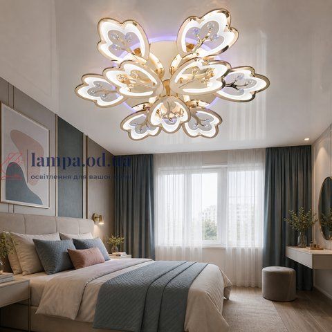 Потолочная LED люстра Diasha 8148/6+3G золото, 9 модулей, 185Вт, 80 см, 16-25m&sup2; 8148/6+3G LED 3color di фото